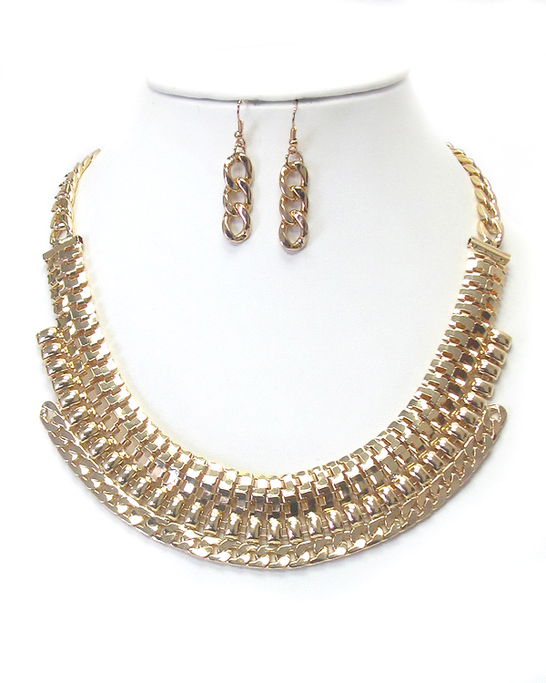 Flat snake chain necklace set