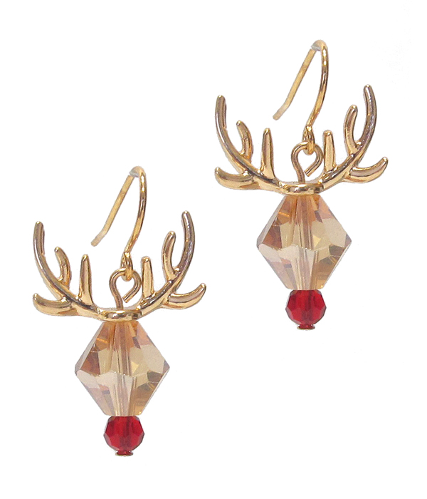 CRYSTAL RUDOLPH REINDEER EARRING - CHRISTMAS THEME