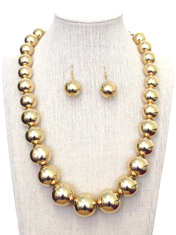 CHUNKY METAL BALL NECKLACE SET