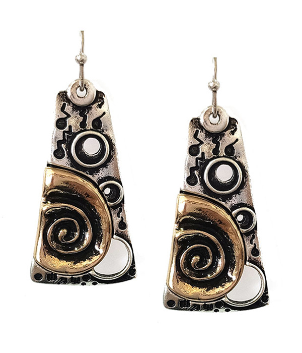 VINTAGE METAL CELTIC SPIRAL BAR EARRING