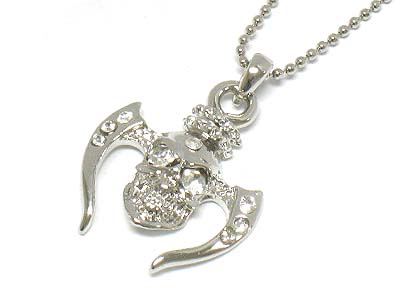 Crystal deco skull pendant necklace