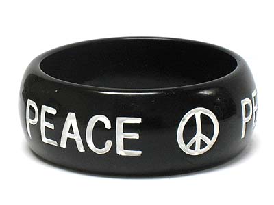 Acryl message and peace mark printed bangle - peace