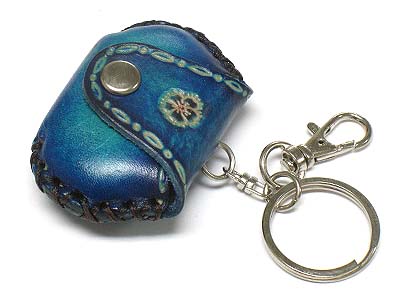 Genuine leather small coin purse key chain