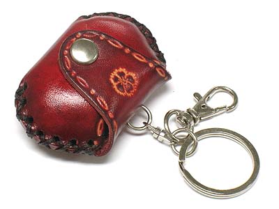 Genuine leather small coin purse key chain