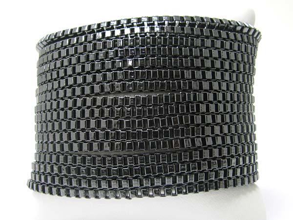 Multi row metal box chain link bracelet