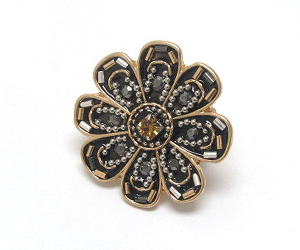 Handcraft acryl art metal flower stretch ring