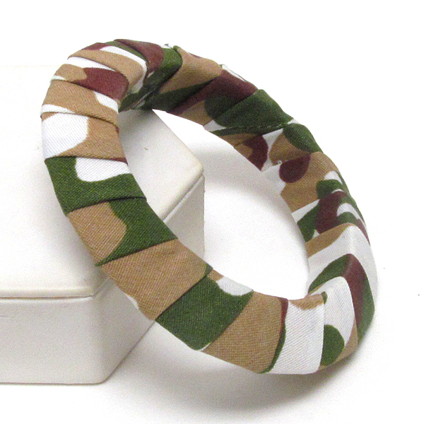 Military pattern wooden bangle bracelet