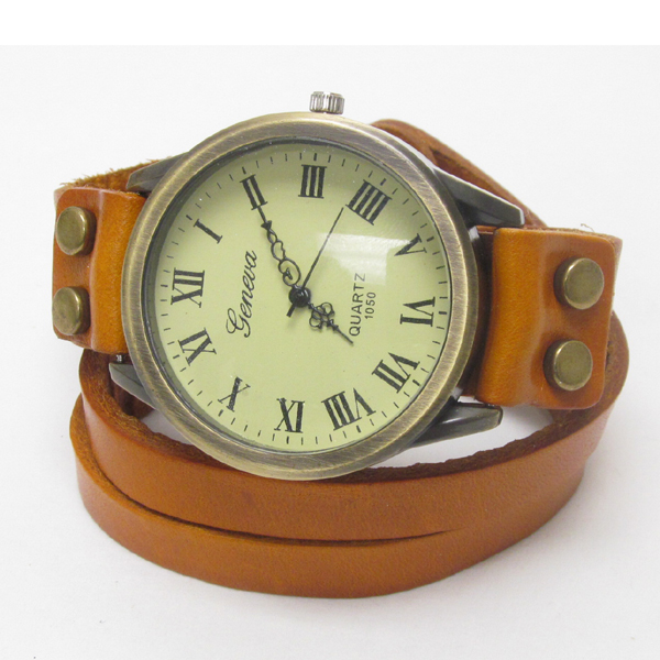 Vintage style genuine leather band wrap watch - diesel inspired