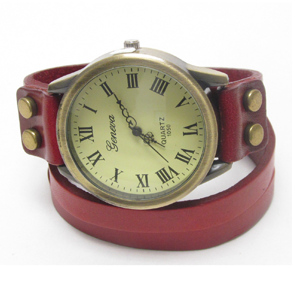 Vintage style genuine leather band wrap watch - diesel inspired