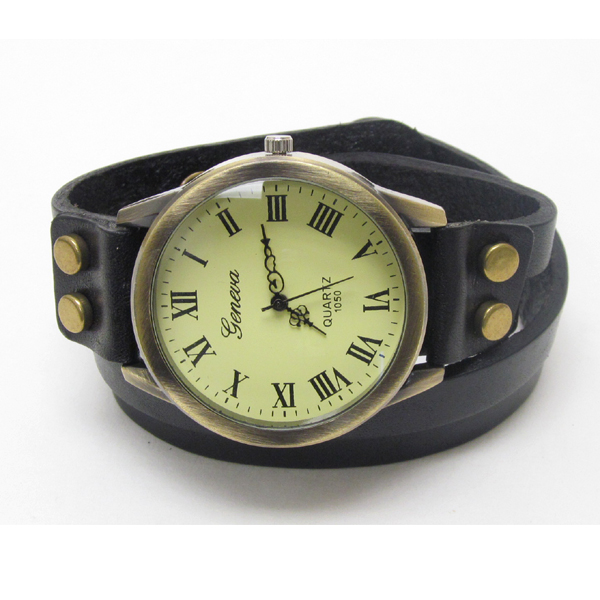 Vintage style genuine leather band wrap watch - diesel inspired