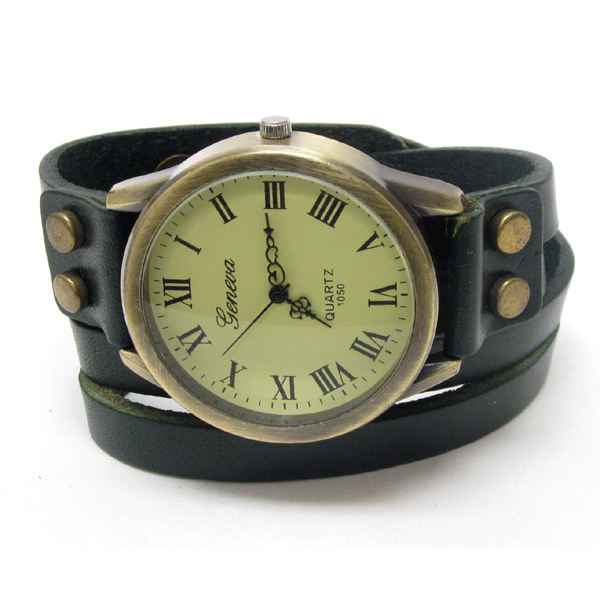 Vintage style genuine leather band wrap watch - diesel inspired