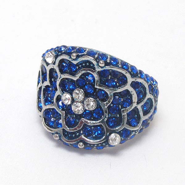 Crystal stud flower texture stretch ring