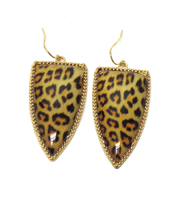 Animal print arrowhead drop earring