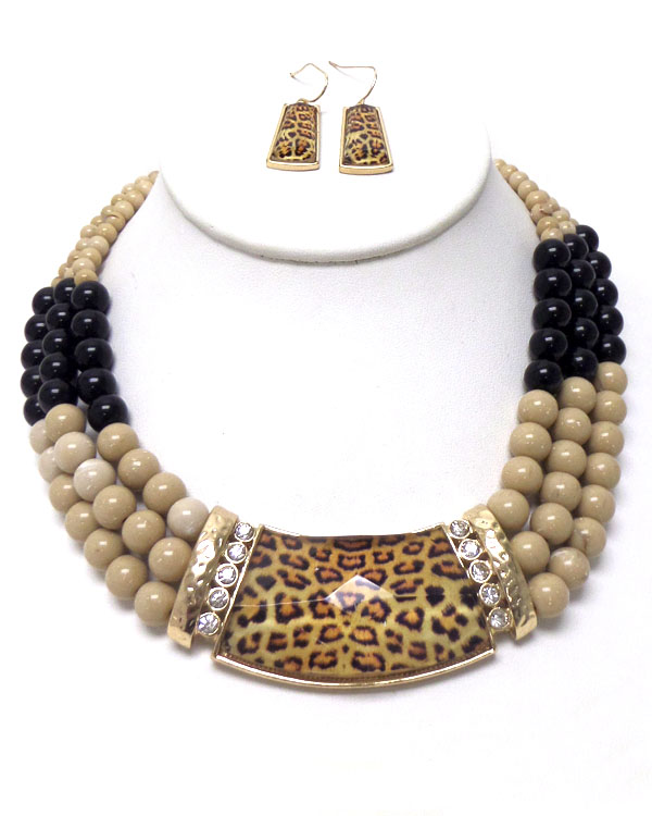 Three layer ball beads necklace set