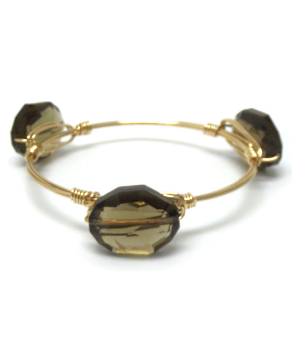 Quartz stone mix handmade bourbon wire wrapped bangle bracelet