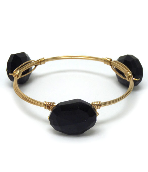 Quartz stone mix handmade bourbon wire wrapped bangle bracelet