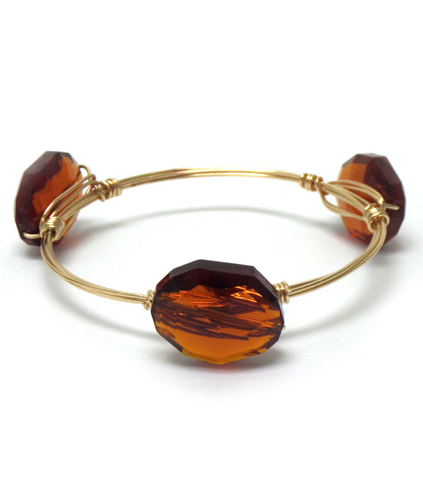 Quartz stone mix handmade bourbon wire wrapped bangle bracelet