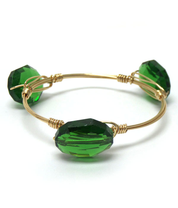 Quartz stone mix handmade bourbon wire wrapped bangle bracelet