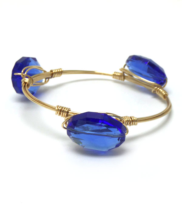 Quartz stone mix handmade bourbon wire wrapped bangle bracelet