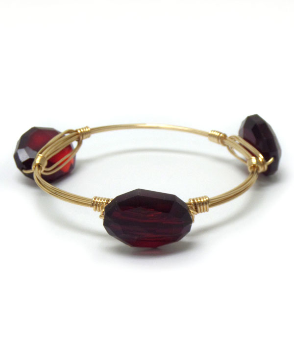 Quartz stone mix handmade bourbon wire wrapped bangle bracelet