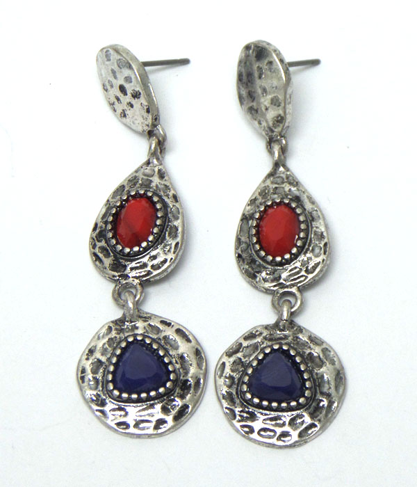 Multi metal linked disks hook earrings 