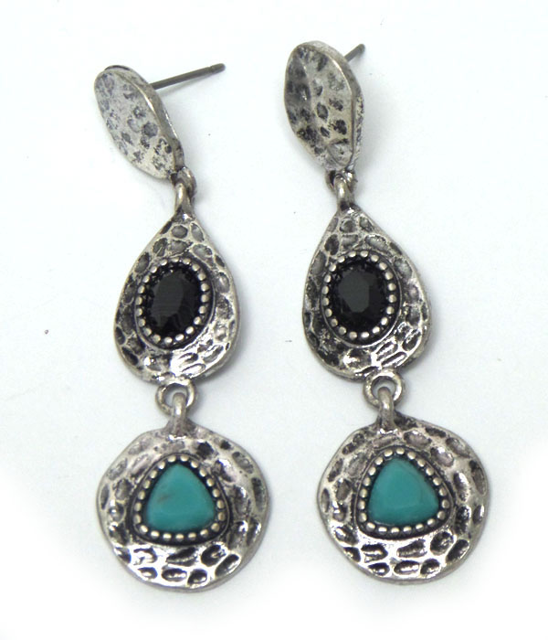 Multi metal linked disks hook earrings 