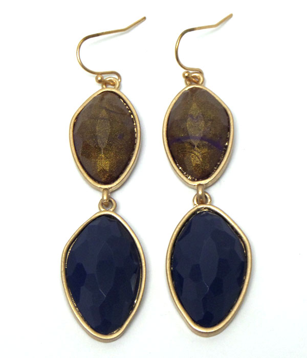 Two stones linked hook earrings 