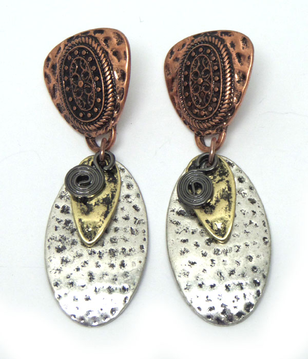 Multi metal linked drop earrings