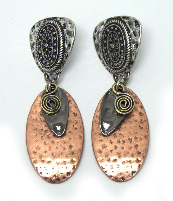 Multi metal linked drop earrings