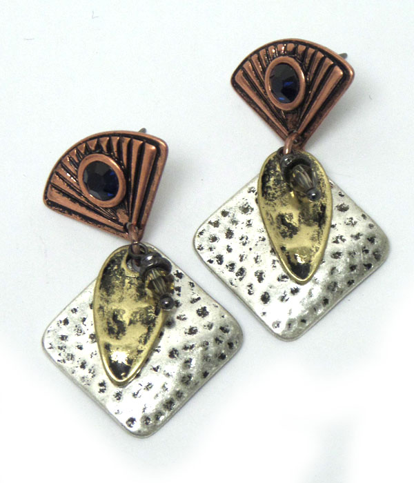 Multi metal linked drop earrings 