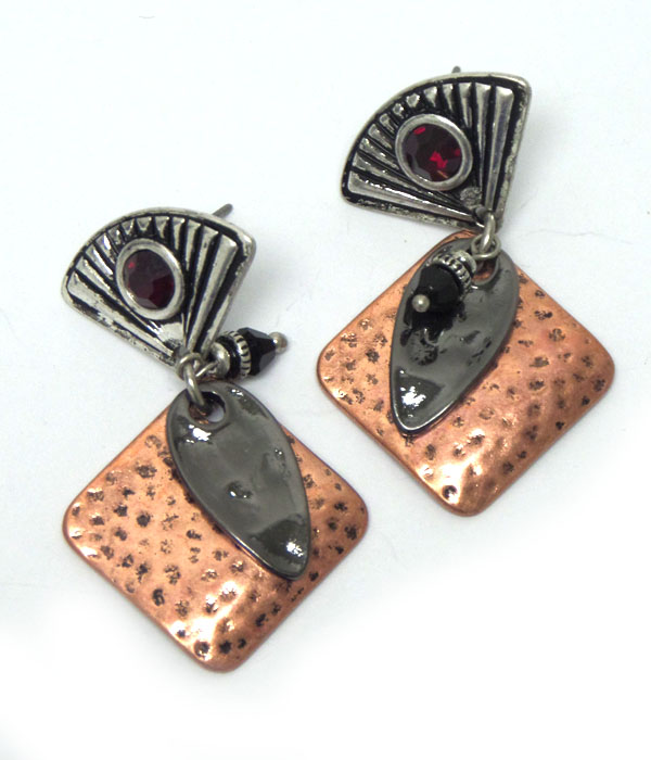 Multi metal linked drop earrings 