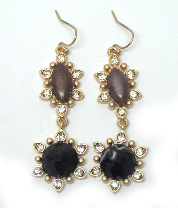 Flower linked with crystals hook earrings 