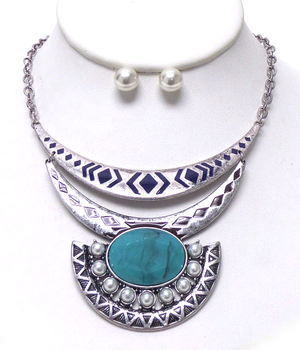 Bohemian style layer metal necklace set