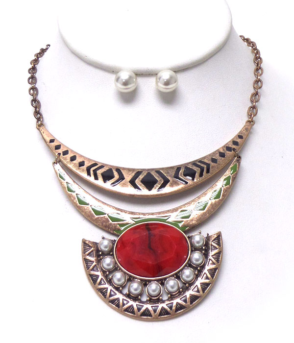 Bohemian style layer metal necklace set