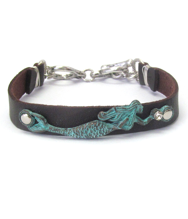 SEALIFE THEME LEATHER BAND BRACELET - MERMAID