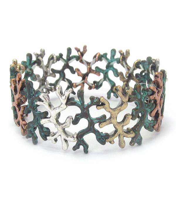 Multi metal coral stretch bracelet