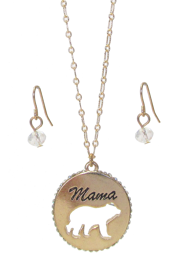 MAMA BEAR THEME PENDANT NECKLACE SET