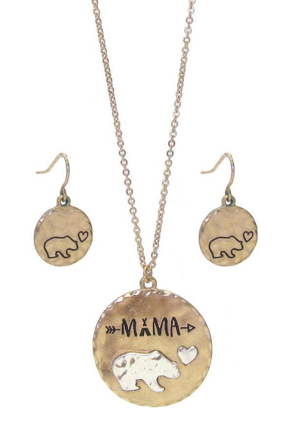 MAMA BEAR THEME PENDANT NECKLACE SET