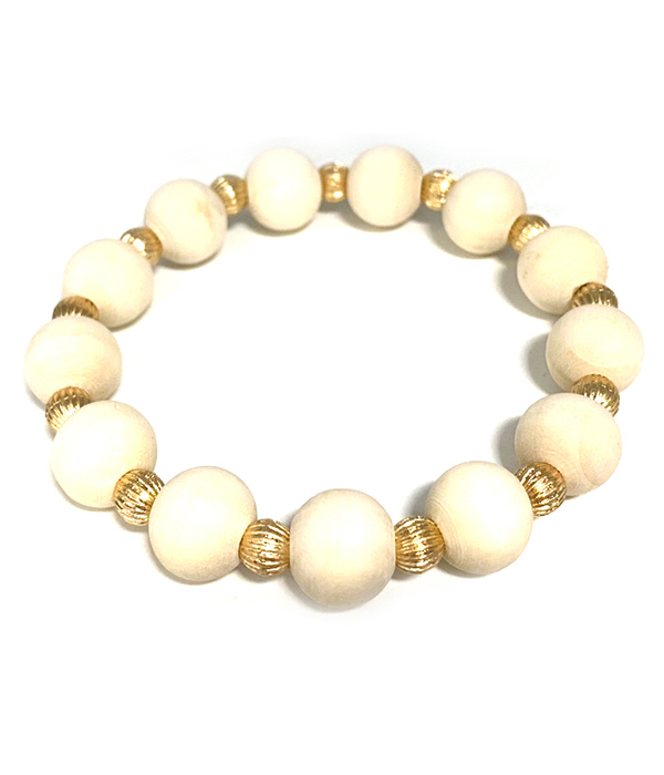 Wood ball bead stretch bracelet
