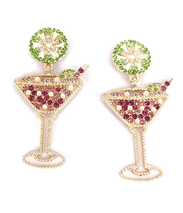Crystal cocktail glass earring