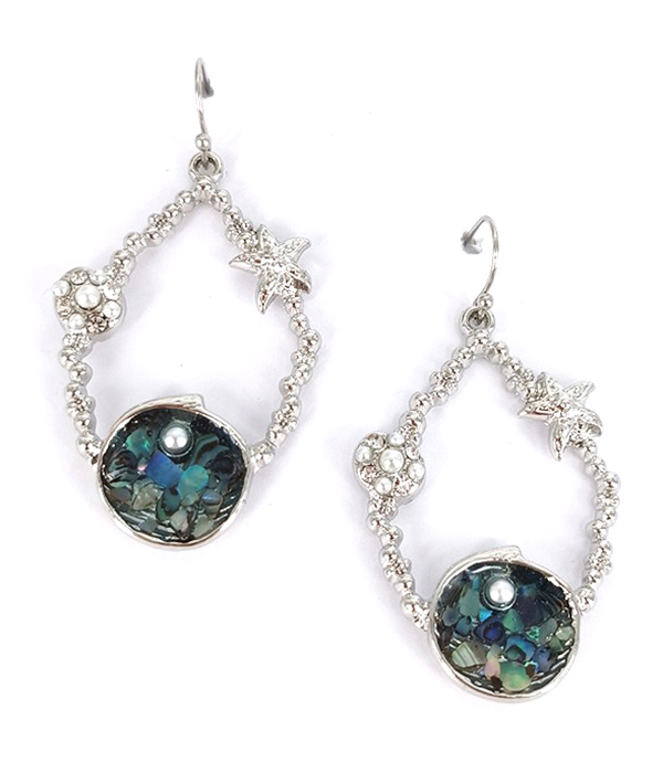 SEALIFE THEME ABALONE SHELL TEARDROP EARRING