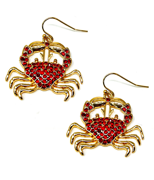 SEALIFE THEME CRYSTAL CRAB EARRING