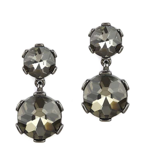 Facet glass drop stud earring
