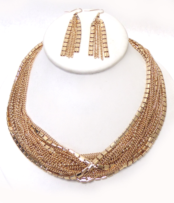Multi chains layer necklace set
