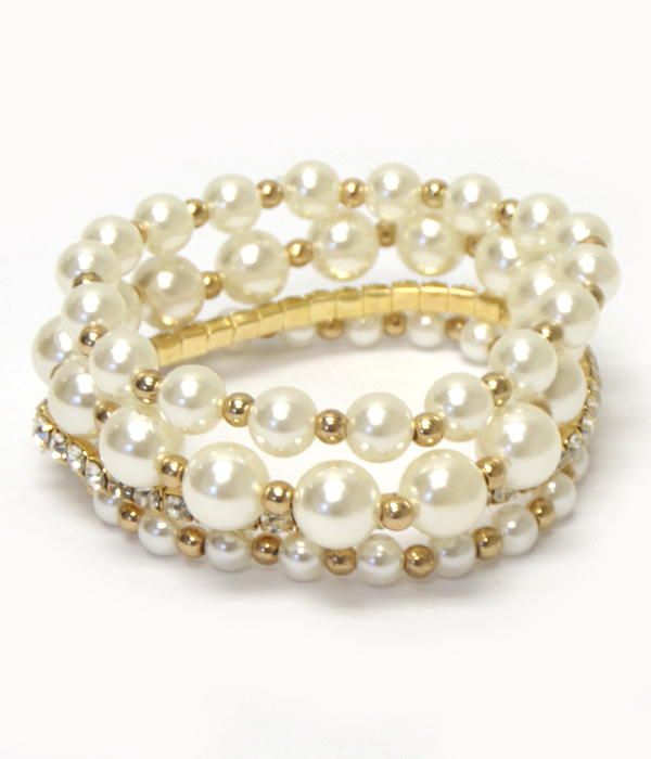 Pearl rhinestone bracelet set