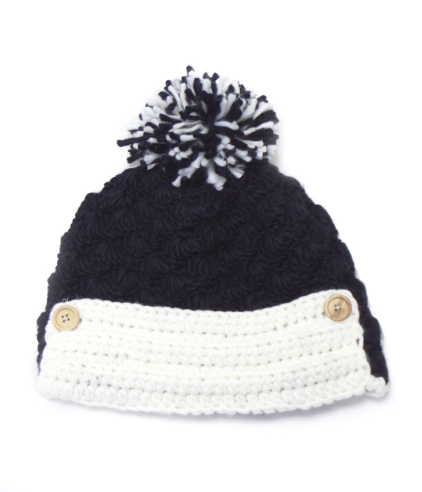 Premium hand knit oversize beanie  with pom and button