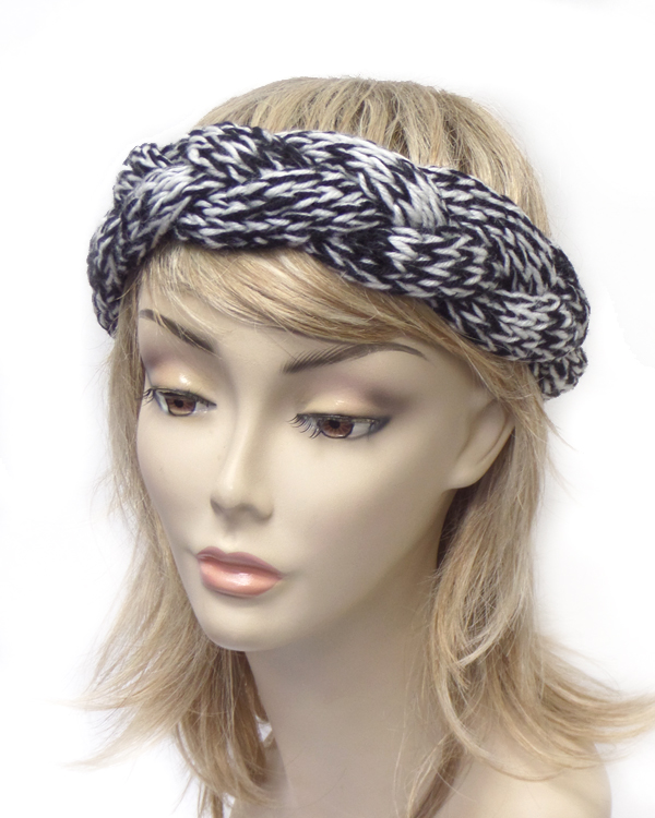 Crochet knit woven winter headwrap