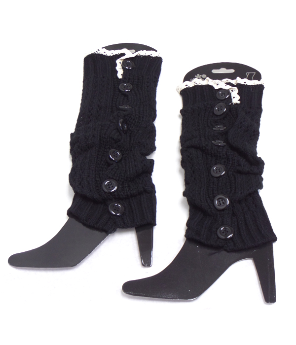 Vintage lace and button side crochet leg warmer - boot cuffs