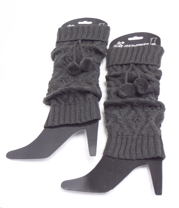Pom dangle crochet leg warmer - boot cuffs