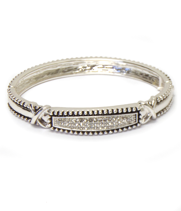 Metal textured rhinestone bracelet